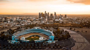 обоя города, лос-анджелес , сша, панорама, стадион