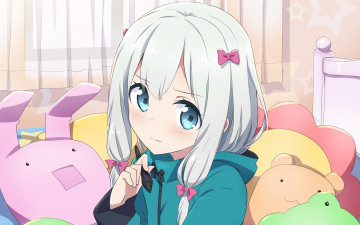 обоя аниме, eromanga-sensei, девушка, взгляд, фон