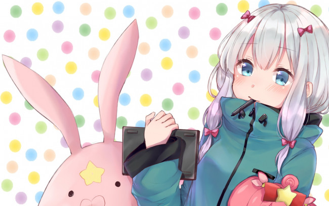 Обои картинки фото аниме, eromanga-sensei, девушка, взгляд, фон