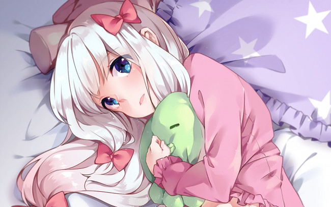 Обои картинки фото аниме, eromanga-sensei, девушка, взгляд, фон