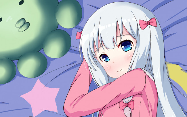 Обои картинки фото аниме, eromanga-sensei, девушка, взгляд, фон