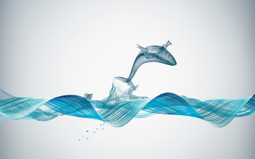Картинка 3д+графика животные+ animals underwater sound waves whale creative graphics illustration