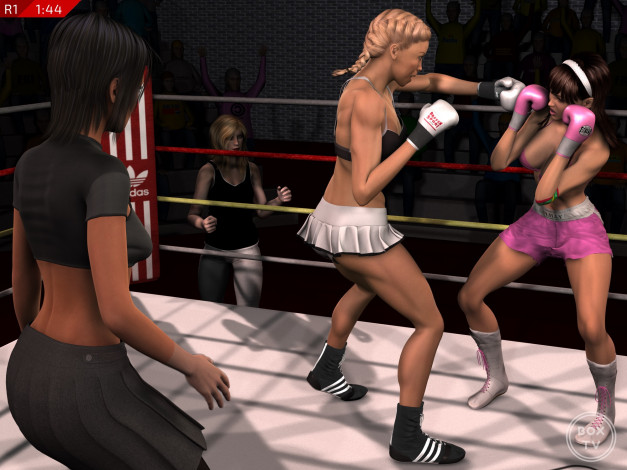 Обои картинки фото 3д графика, спорт , sport, бокс, ринг, фон, взгляд, девушки