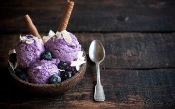 Картинка еда мороженое +десерты ягоды черничное черника печенье
