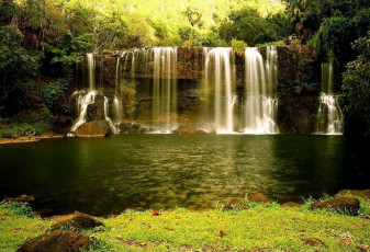 Картинка waterfalls природа водопады уступ берег река водопад
