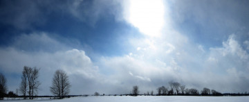 Картинка природа зима деревья облака снег