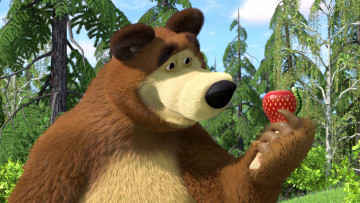 Картинка маша медведь мультфильмы гусеница виктория ягода берёза