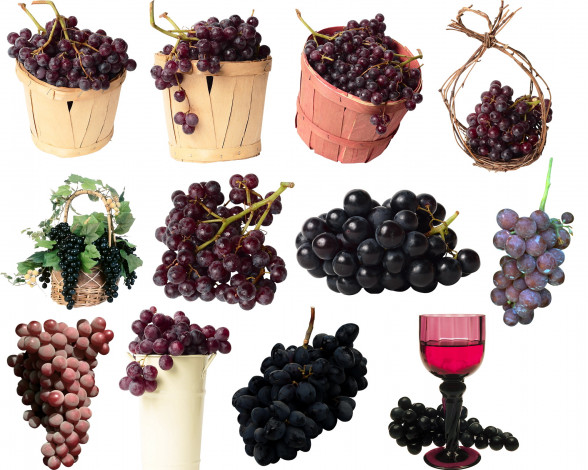 Обои картинки фото еда, виноград, корзинки