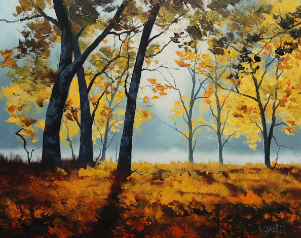 Обои картинки фото рисованные, graham, gercken, деревья, осень