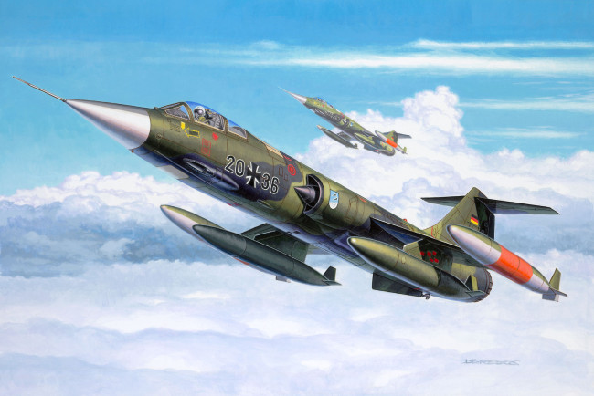 Обои картинки фото f104, starfighter, авиация, 3д, рисованые, graphic, истребитель, ввс, фрг