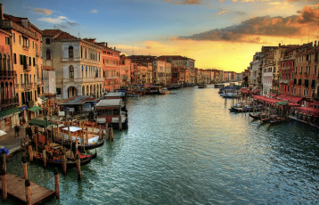 обоя города, венеция, италия, канал, дома, лодки