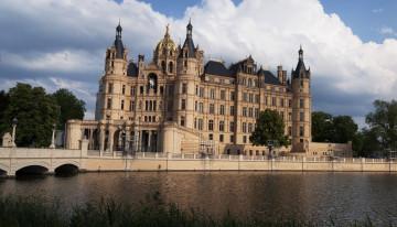 Картинка города замок шверин германия вода