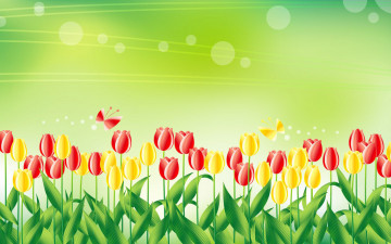 Картинка векторная+графика цветы тюльпаны