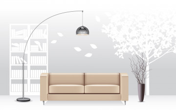 Картинка векторная+графика интерьер мебель комната