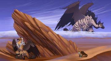 Картинка рисованное животные +сказочные +мифические горы драконы