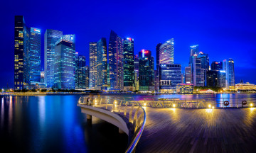 Картинка города сингапур+ сингапур небоскрёбы ночной город здания singapore