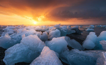 Картинка природа айсберги+и+ледники лёд закат