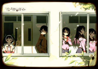 Картинка аниме bakemonogatari школа дети