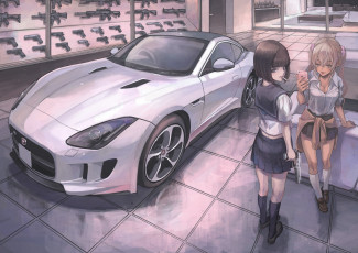 Картинка аниме unknown +другое взгляд автомобиль фон девушки