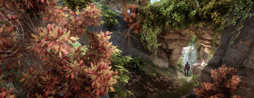 обоя видео игры, dragon age, цветы, скала