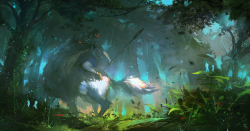 Картинка аниме mononoke+hime арт zudarts lee сан моро лесные духи mononoke hime лес девушка волк