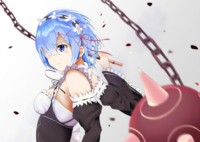 Обои картинки фото аниме, re,  zero kara hajimeru isekai seikatsu, девушка, взгляд, фон