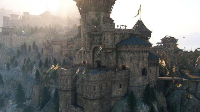 Обои картинки фото видео игры, for honor, крепость, замок, флаги