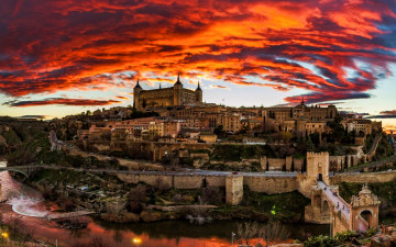 Картинка города толедо+ испания закат панорама