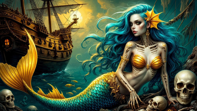 Обои картинки фото фэнтези, русалки, нейросети, графика, нейроарт, ai, art, нейронные, сети, рисунки, нейро, искусство, нейрографика, graphics, neuroart, neural, networks, drawings, neuro, neurography