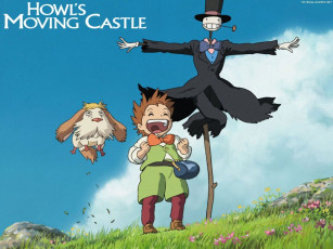 обоя аниме, howl`s, moving, castle