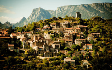 Картинка france города пейзажи франция городок дома здания горы
