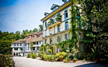 Картинка switzerland города улицы площади набережные швейцария вазы дома деревья