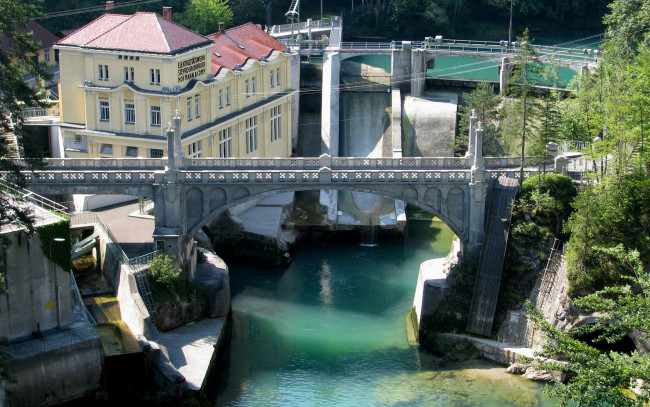 Обои картинки фото austria, города, мосты, австрия, дом, плотина