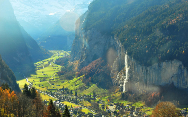 Обои картинки фото switzerland, природа, пейзажи, швейцария, городок, горы
