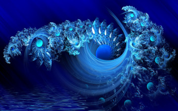 Картинка spun pearls 3д графика fractal фракталы этюд тонах в голубых