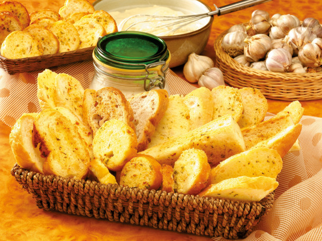 Обои картинки фото еда, хлеб, выпечка, чеснок