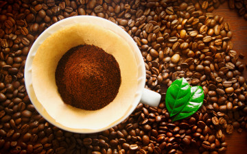 обоя еда, кофе,  кофейные зёрна, coffee, beans, cup
