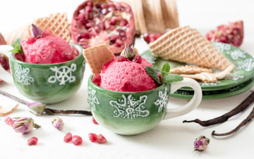 Картинка еда мороженое +десерты десерт dessert вафля гранат сладкое sweet ice cream