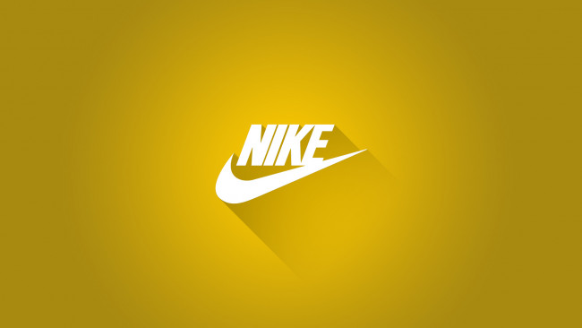 Обои картинки фото бренды, nike, тень, лого, жёлтый, фон, найк, спортивная, марка