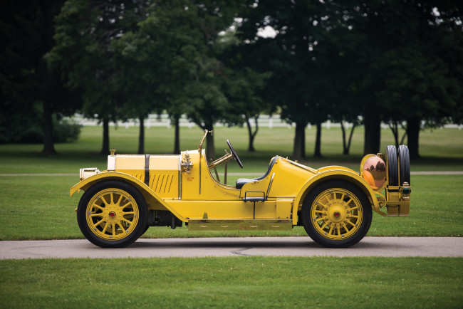 Обои картинки фото автомобили, классика, oldsmobile, желтый, 1911г, car, racing, autocrat