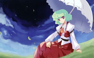 обоя аниме, touhou, девушка, взгляд, фон