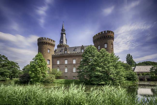Обои картинки фото castle moyland, города, замки германии, парк, пруд, замок