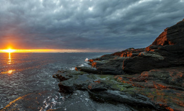 Картинка норвегия природа восходы закаты облака камни водоем