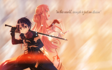 обоя аниме, sword art online, двое