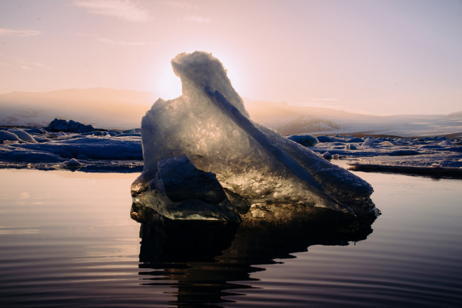 Обои картинки фото исландия, природа, восходы, закаты, лед, водоем