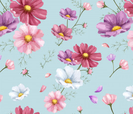 Картинка векторная+графика цветы+ flowers floral cosmos фон цветы pink орнамент colorful рисунок pattern background цветочный