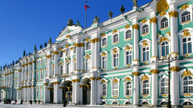 Обои картинки фото города, санкт-петербург,  петергоф , россия, зимний, дворец, санкт, петербург, архитектура, эрмитаж