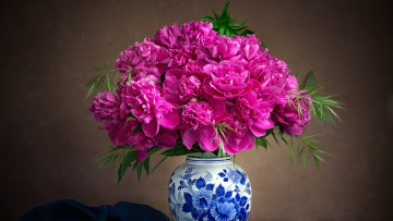 обоя цветы, пионы, ваза, розовые, букет