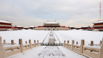 обоя города, пекин , китай, пекин, императорский, дворец, снег, архитектура