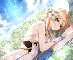 Картинка аниме genshin+impact девушка цветы